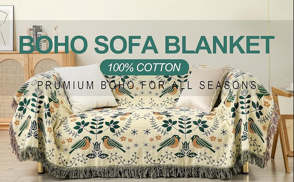 Couverture de Canapé Bohéme – Couverture Cocooning 100% Coton – par Camado